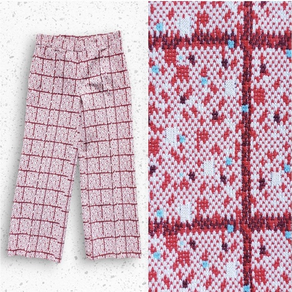 VTG 60s Poly Blend Ladies Slacks Red Speckled Pattern By Miss Holly Sz Medium - Picture 1 of 8